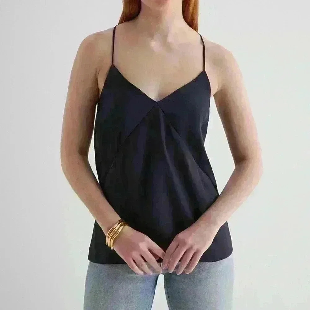 Express Satin Steamed V-Neck Cross-Back Downtown Cami